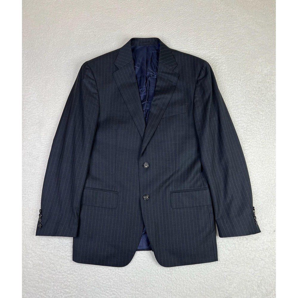 Faconnable Suit Jacket Mens 38R (EU 48R) Gray Pinstripe Wool Guabello Super 150s